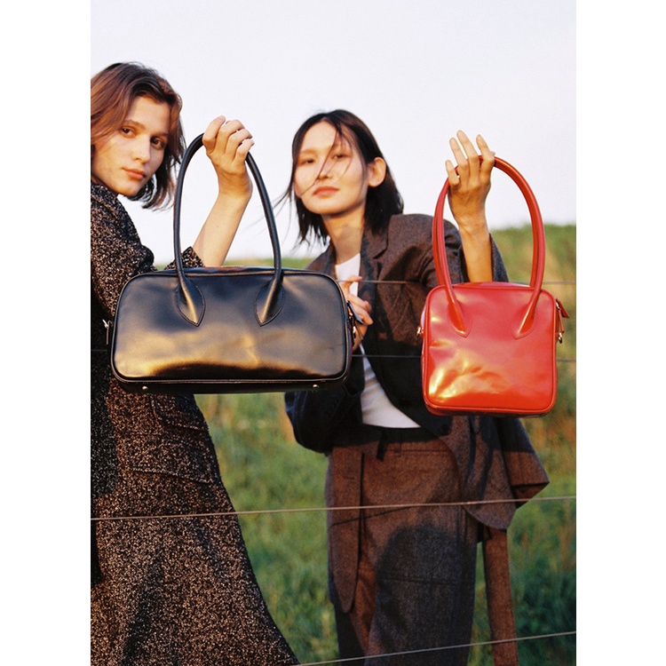 Túi Xách Đeo Vai Hình Vuông Cỡ Nhỏ Bằng Da Bóng Kiểu Retro Thời Trang Cho Nữ