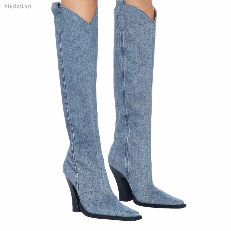Giày bốt cao gót ống cao da mềm dáng ôm phong cách cao bồi Mỹ thời trang 2021 dành cho nữ | BigBuy360 - bigbuy360.vn