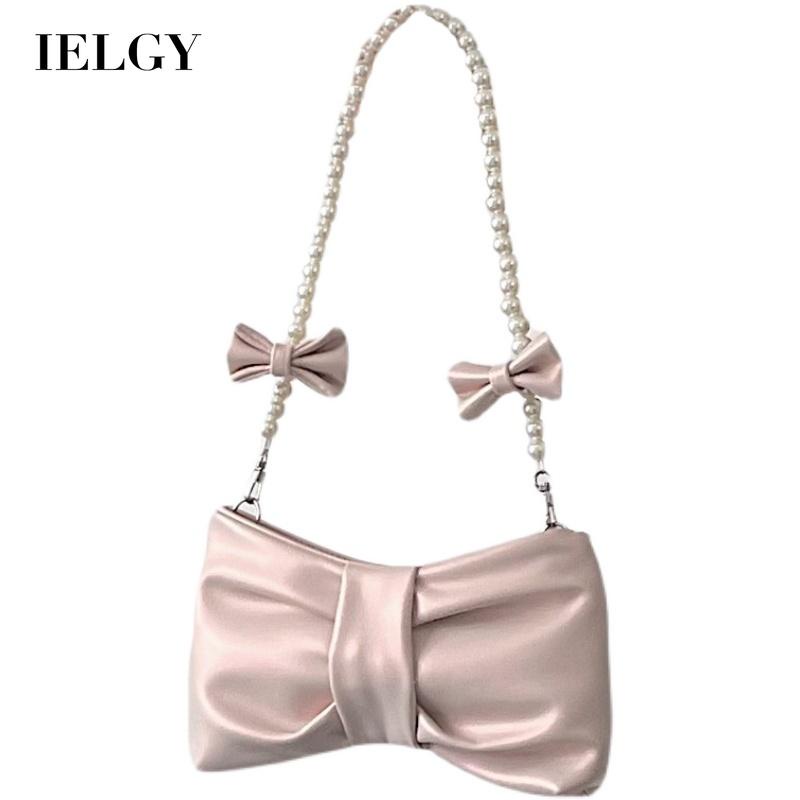 Túi đeo chéo IELGY hình nơ đính ngọc trai phối dây xích thời trang xinh xắn cho nữ