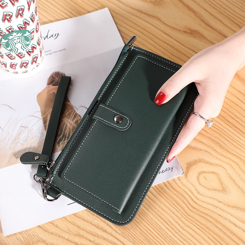 Ví Dài Sức Chứa Lớn Có Khóa Kéo Đơn Giản Thời Trang Phong Cách Hàn Quốc Mới