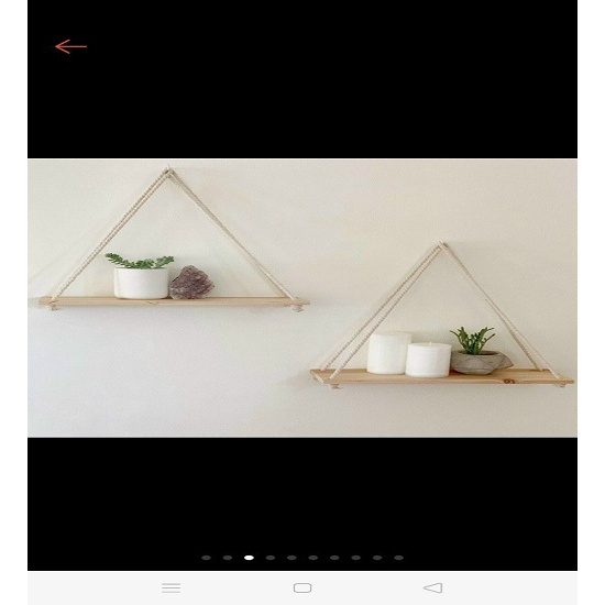 KỆ GỖ QUẾ THƠM TREO DÂY THỪNG DECOR & MACRAME SIÊU CUTE KT 40X10 CM