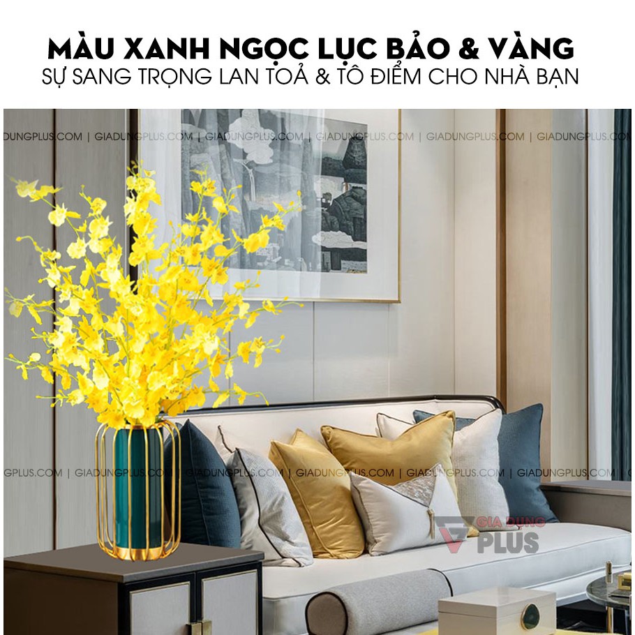 Bình hoa sứ sang trọng xanh ngọc lục bảo, phong cách Bắc Âu trang trí phòng khách &amp; bàn ăn