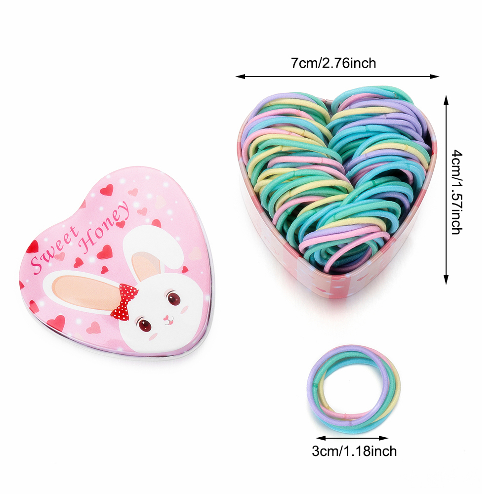 (Hàng Mới Về) Hộp 50 Dây Chun Buộc Tóc Nhiều Màu Sắc Xinh Xắn