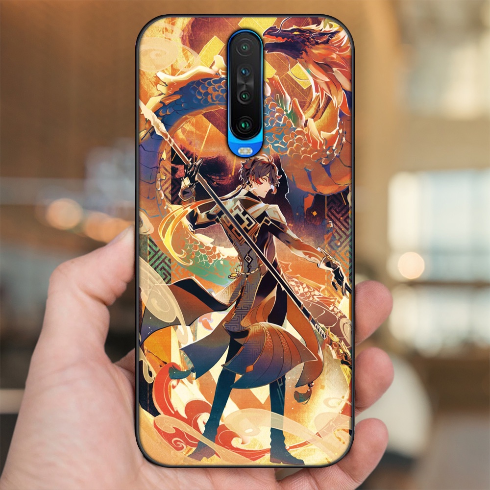 Ốp lưng Xiaomi K30 viền đen in hình Zhongli Genshin Impact