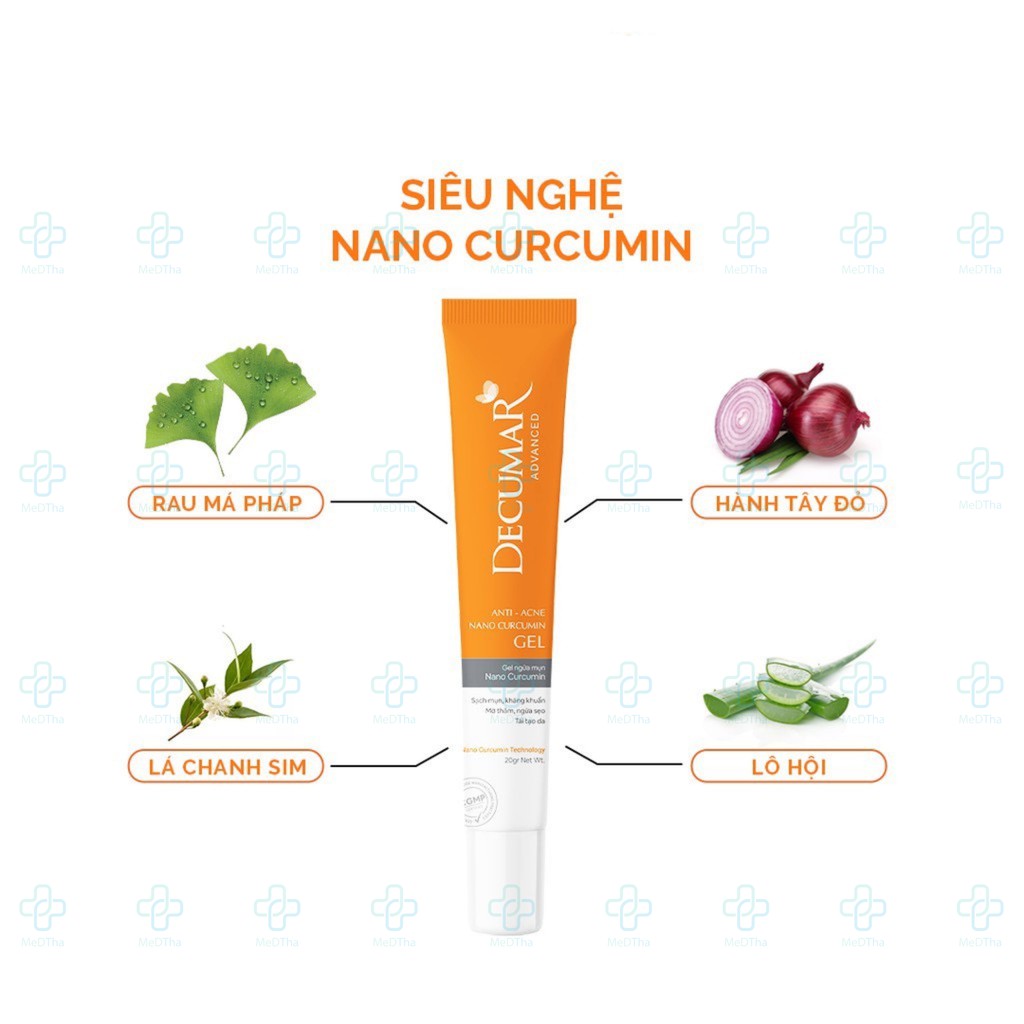 Decumar Advanced Anti-Acne Nano Curcumin (CVI) - Gel Hỗ trợ Ngừa Mụn, Giảm Thâm Mụn, Mờ Sẹo (Tuýp 20g) [Chính Hãng]