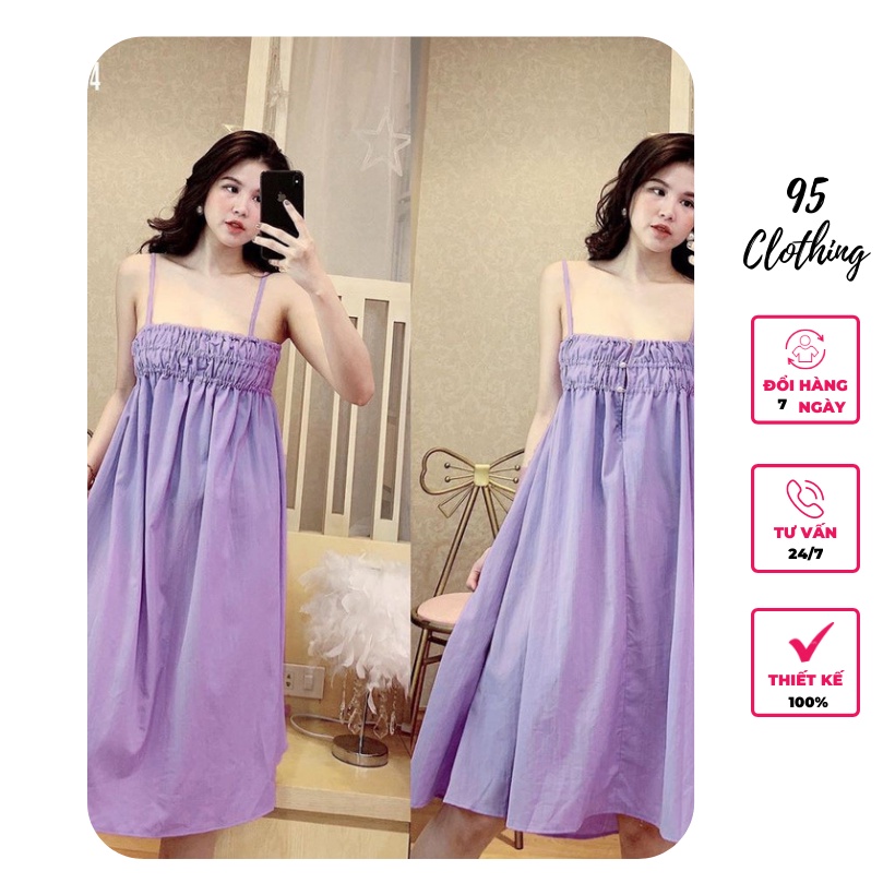 [Hàng Thiết Kế] Đầm babydoll 2 dây nhún ngực | BigBuy360 - bigbuy360.vn