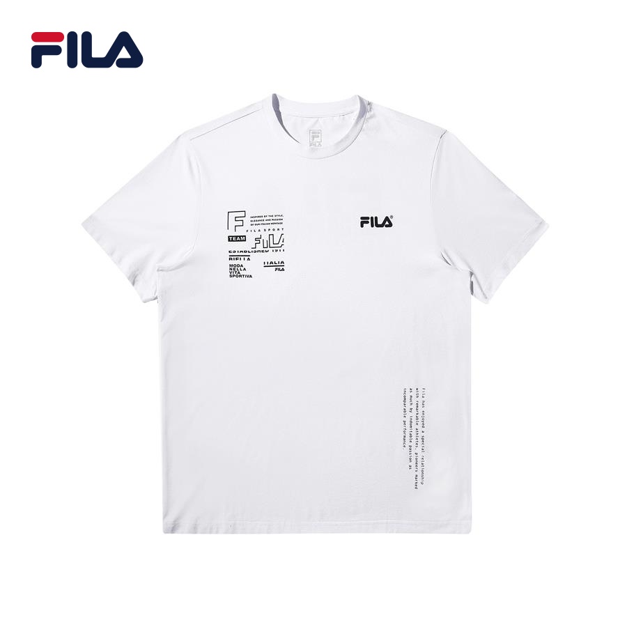 Áo thun tay ngắn unisex FILA Barcode Logo Graphic - This Is Our Summer FS2RSD2207X-OWH