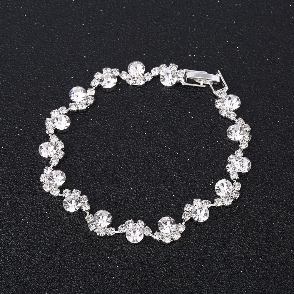 Bộ Trang Sức Thời Trang Màu Bạc Đính Kim Cương Nhân Tạo Cho Cô Dâu