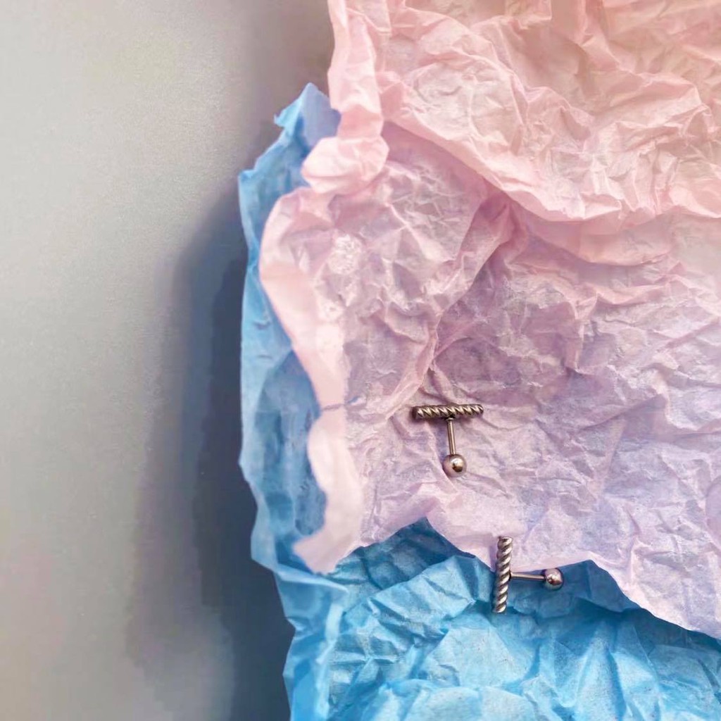 Stick Minimal Earring khuyên tai titan thanh xoắn không gỉ không đen không dị ứng nam nữ Uniex