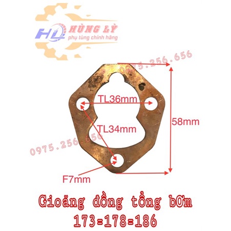 Gioăng Tổng Bơm 173=178=186 gioăng đồng phụ tùng máy nông nghiệp phụ tùng Hùng Lỳ