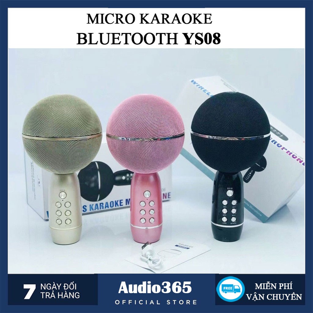 Micro karaoke bluetooth YS08 - Loa bluetooth kèm mic, hỗ trợ thẻ nhớ, USB, Âm thanh Hi-Fi cực hay