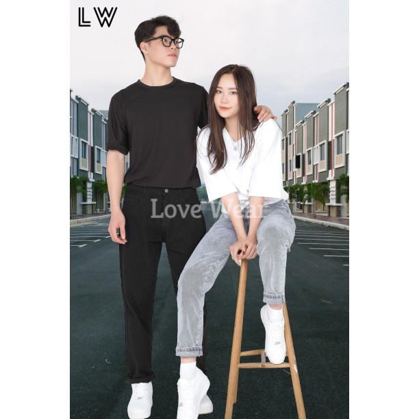 Quần jean, ống suông, baggy, set Đồ đôi jeans nam nữ tặng ngay, áo thun Unisex, COUPLE, HOT TREND phong cách Hàn Quốc LW