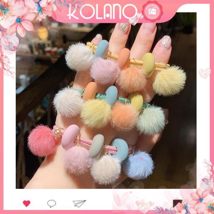 Dây buộc tóc lông KOLANO dây cột tóc nữ thời trang phong cách Hàn Quốc phụ kiện quả bông xinh xắn FAH-001311
