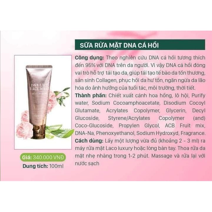 [XÃ HÀNG + QUÀ 30K] Sữa rửa mặt làm sạch da - cấp ẩm - mờ nám - chống lão hoá da DNA Cá Hồi Laco tặng bông tẩy trang | BigBuy360 - bigbuy360.vn