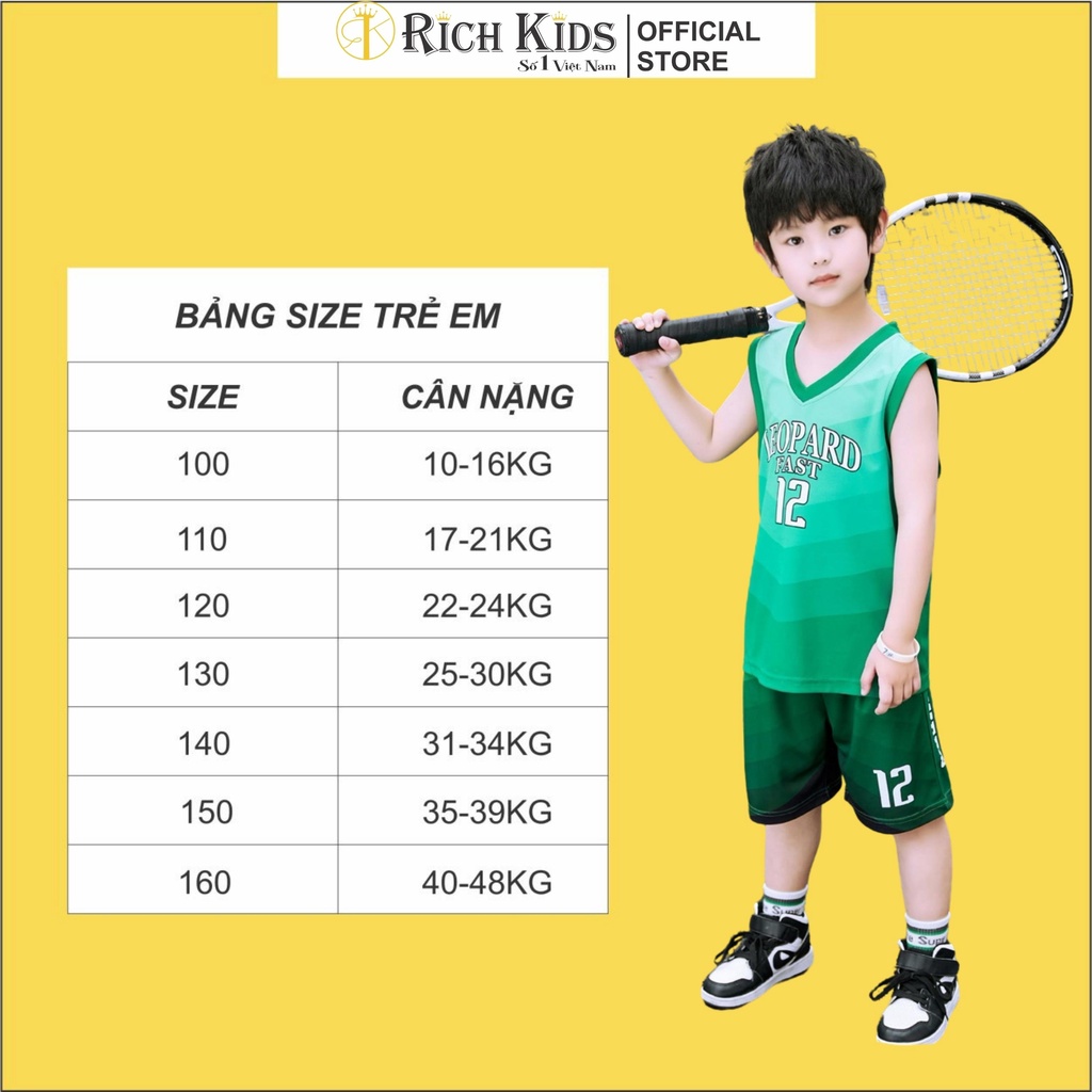 Bộ Ba Lỗ Bé Trai, Đồ Bộ Cho Bé Từ 10 Đến 48kg, Vải Co Giãn Thoáng Mát - Richkids