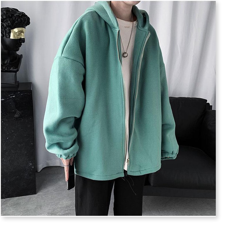 [FREESHIP TOÀN QUỐC] Áo Hoodie Form Rộng Dây Khóa Kéo Trơn Chất Liệu Nỉ