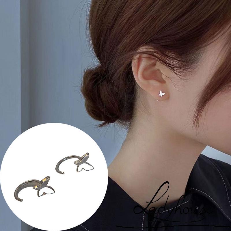 Bông tai kim loại hình bướm màu sắc đơn giản thời trang cho nữ