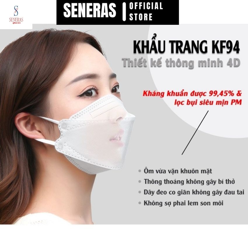 Khẩu trang KF94 chính hãng Việt Đức, công nghệ Hàn Quốc chống bụi kháng khuẩn 4 Lớp [Hộp 10 cái] , 3 màu