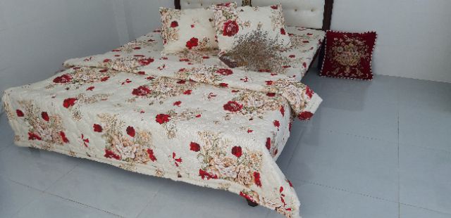 Drap thắng lợi 100% 1m6 +3 áo gối 100%cotton