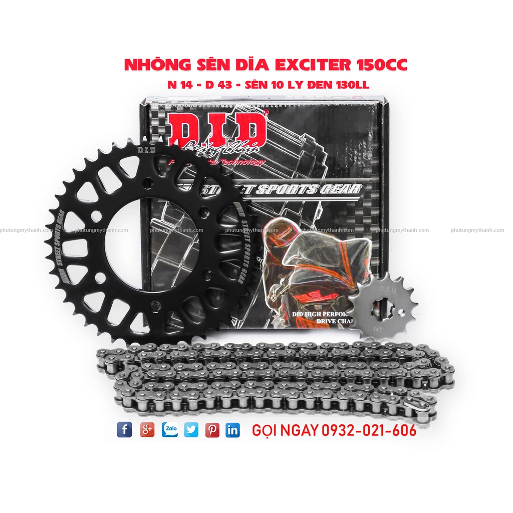 Nhông sên dĩa DID 14 - 43 Exciter 150cc Thái Lan