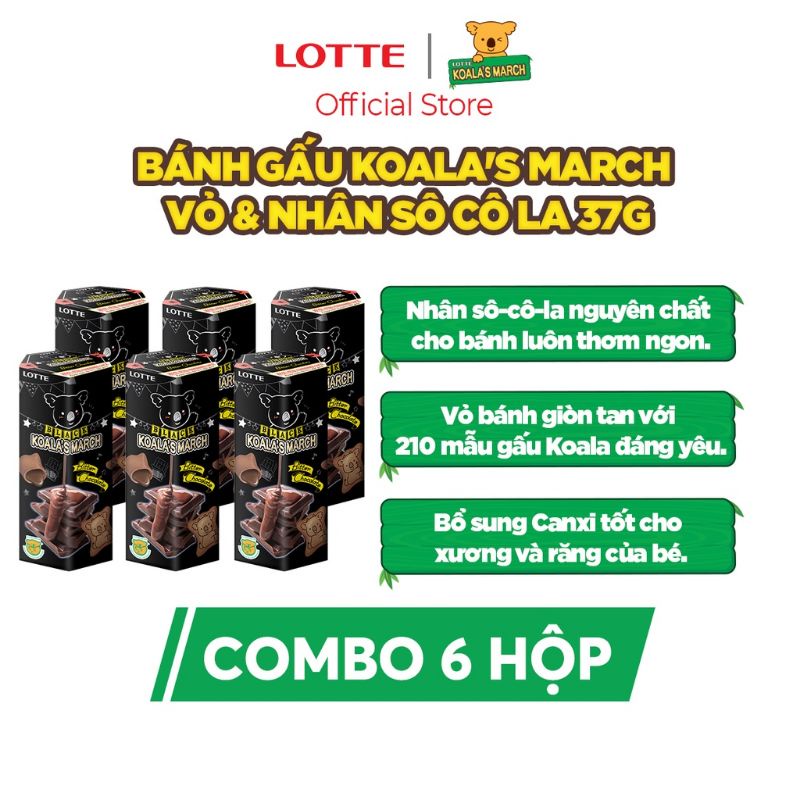 Lốc 6 Hộp Bánh Gấu Lotte Koala's Mark Nhân Kem