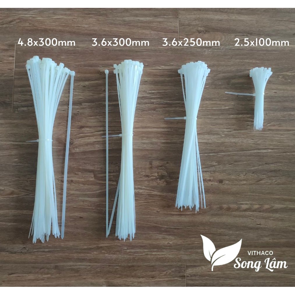 Set 50 dây rút nhựa  màu trắng cố định cành cây, buộc đồ vật đa năng dài 10cm, 25cm, 30cm