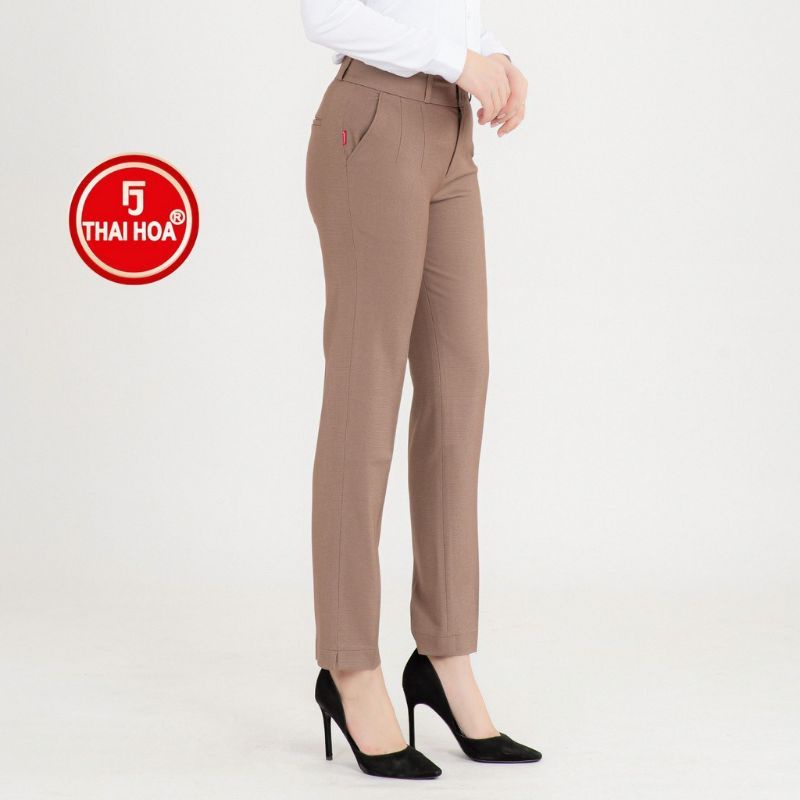 Quần Tây Thái Hòa 9 tấc 2 ly chìm màu nâu vải co giãn 2C-982-06