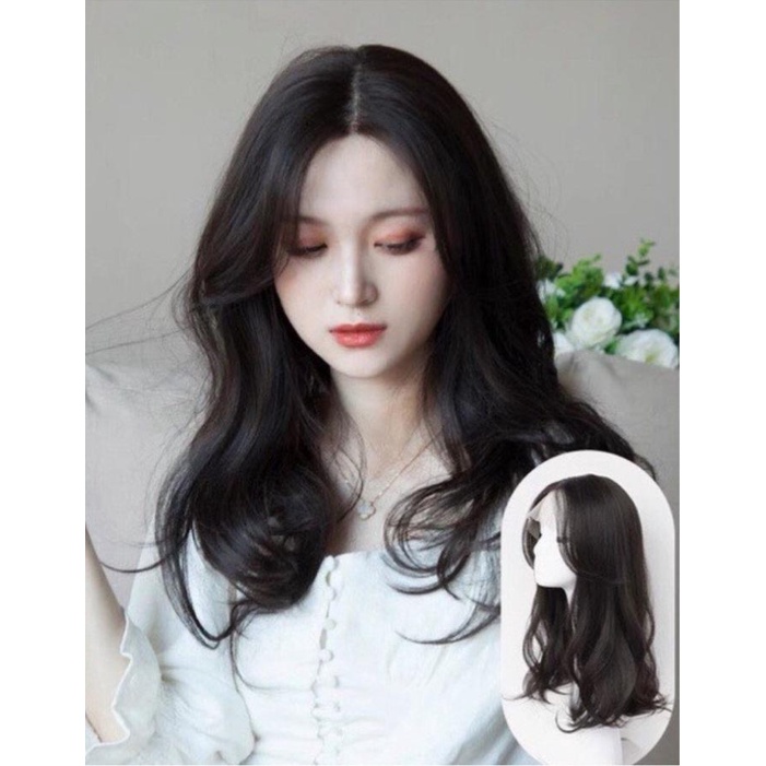 Tóc giả nguyên đầu xoăn sóng ngang lưng không mái chất sợi tơ cao cấp QiQi Shop
