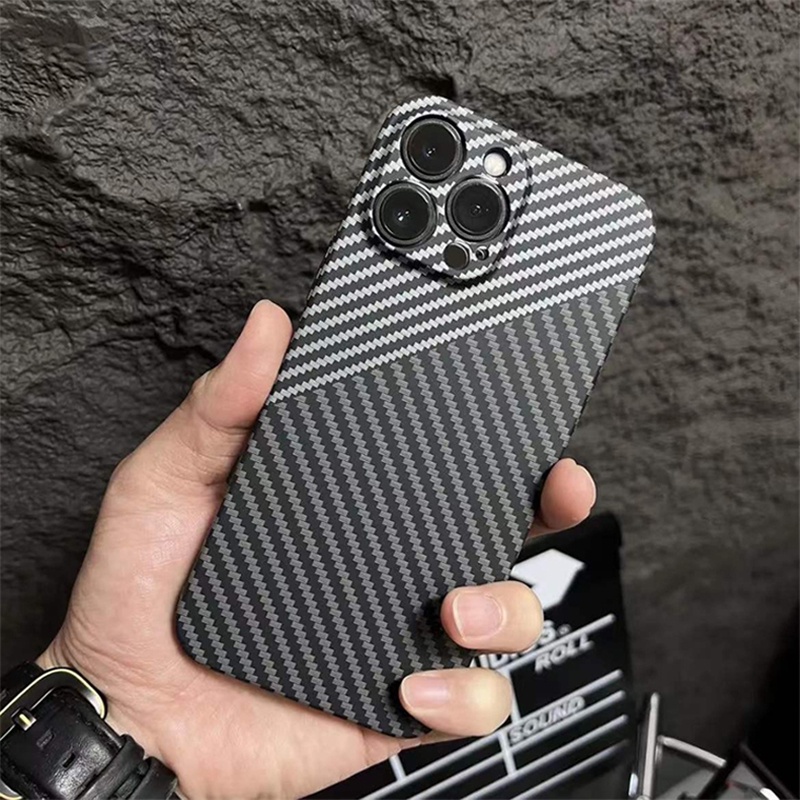 Ốp Điện Thoại Cứng Chống Sốc Họa Tiết Sợi Carbon Cho iPhone 11 Pro Max 12 13 Pro Max