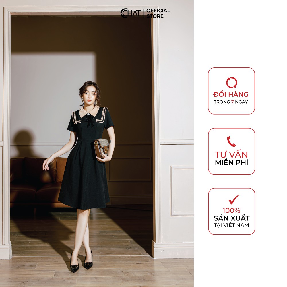 [Mã WABRWA15 giảm 15% đơn 300K] CCHAT Váy xoè cổ sen