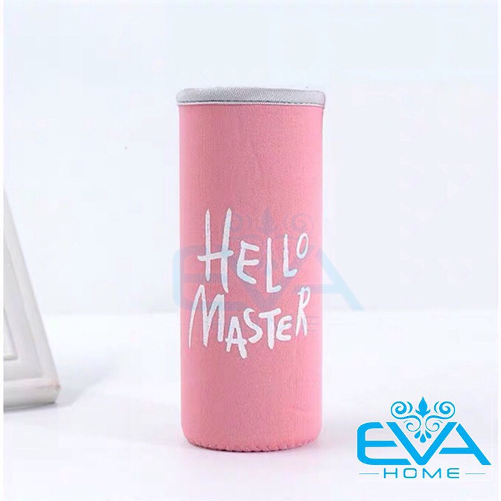 Vỏ Bọc Vải Neoprene In Chữ Hello Master Cho Bình Đựng Nước 480 Ml