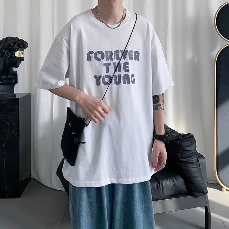 Áo Thun Tay Ngắn Dáng Rộng In Chữ Thời Trang Mùa Hè Cho Nam Và Nữ Size M-8XL