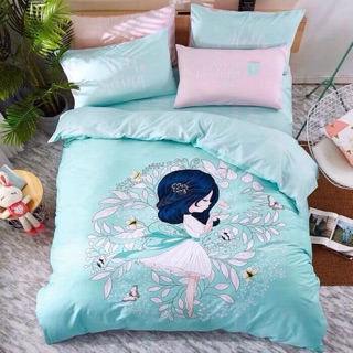 😍Set chăn ga gối Cotton 3D hình Cô gái hàng đẹp