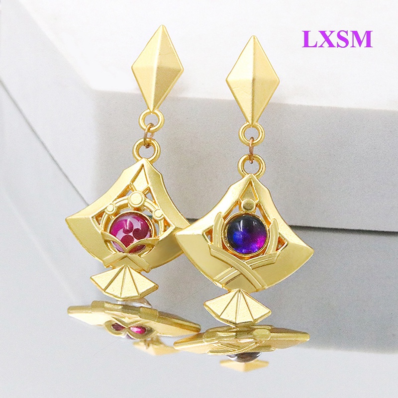 Lxsm Khuyên Tai Hai Mặt Thủy Tinh Sấm Sét Dùng Hóa Trang Genshin Tác Động Tám Lần Cho Bé