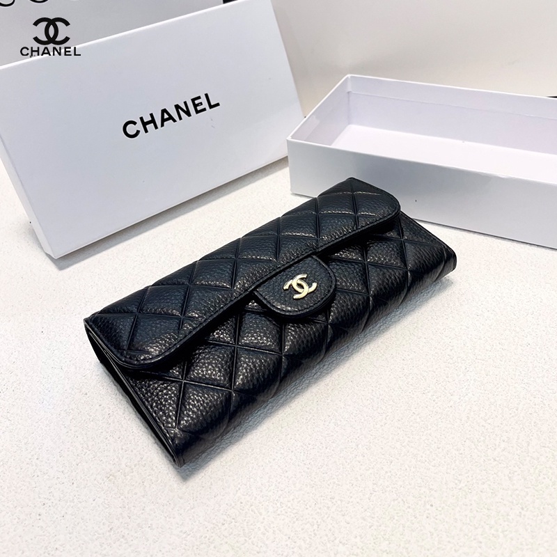 ENM2 Black Grain Quilted Leather Women's Fashion Style Two-fold Wallet2022