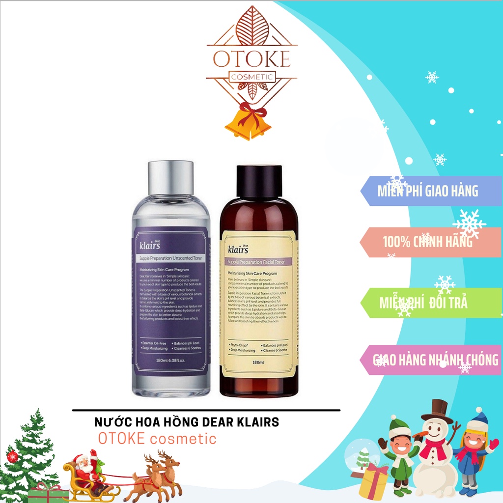 Nước hoa hồng DEAR KLAIRS SUPPLE PREPARATION UNSCENTED TONER 180ML-OTOKE