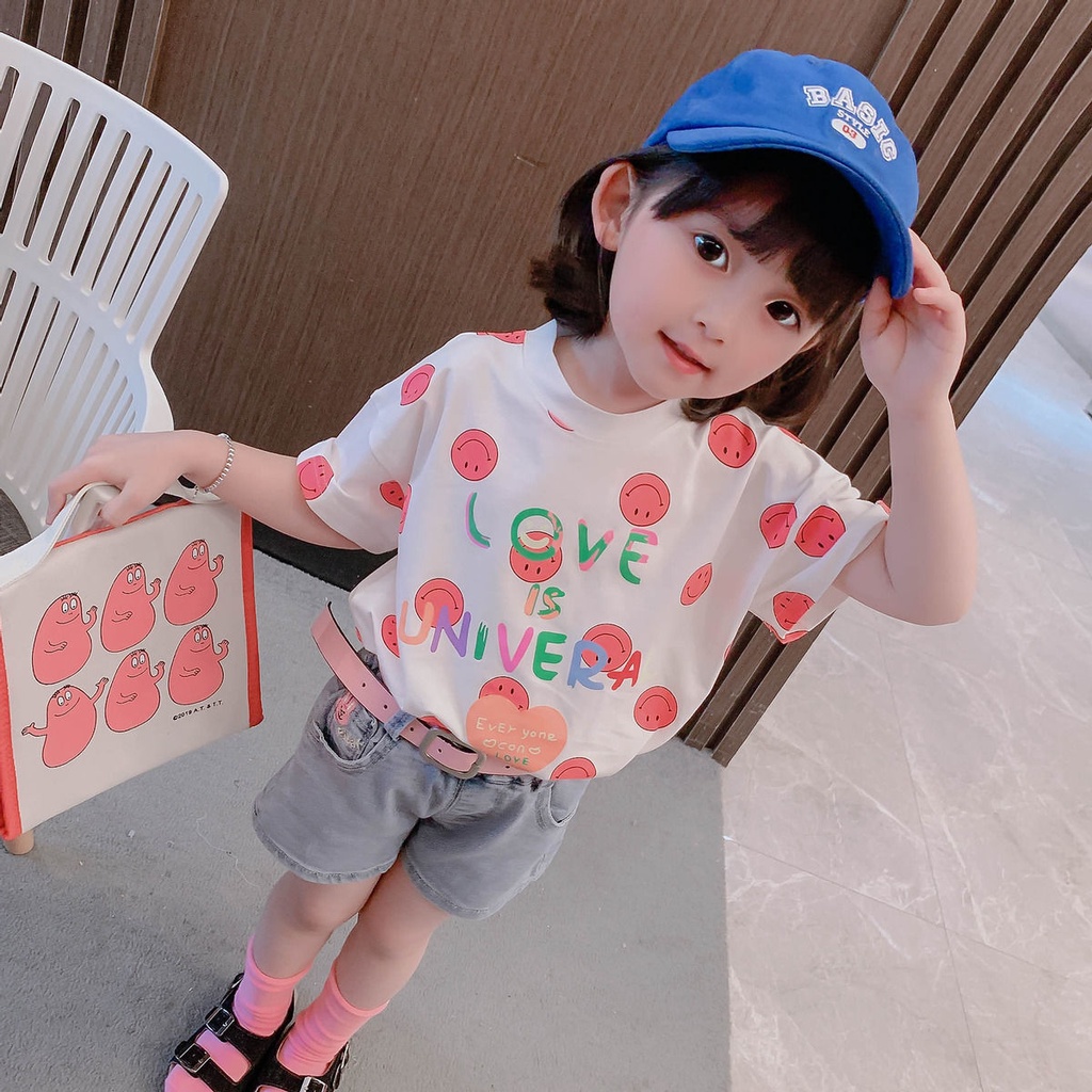 Áo Thun Cotton Nguyên Chất Tay Lỡ Dáng Dài Thời Trang Dành Cho Bé Gái 2022