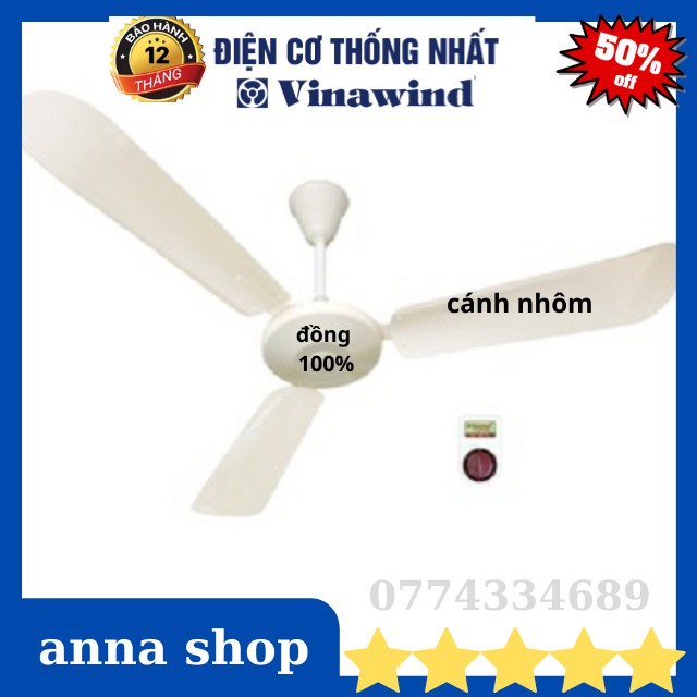 [ HÀNG CHÍNH HÃNG ] Quạt Trần Vinawind QT-1400N Cánh Nhôm-Điện Cơ Thống Nhất -quạt khỏe ,chạy êm-BH 12 Tháng