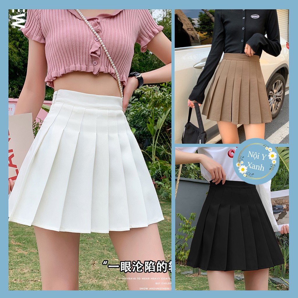 Chân váy xoè xếp ly tennis skirt - ngắn -lưng cao, đen, nâu trắng - vải đẹp tuyết mưa cao cấp dễ thương cá tính tiktok