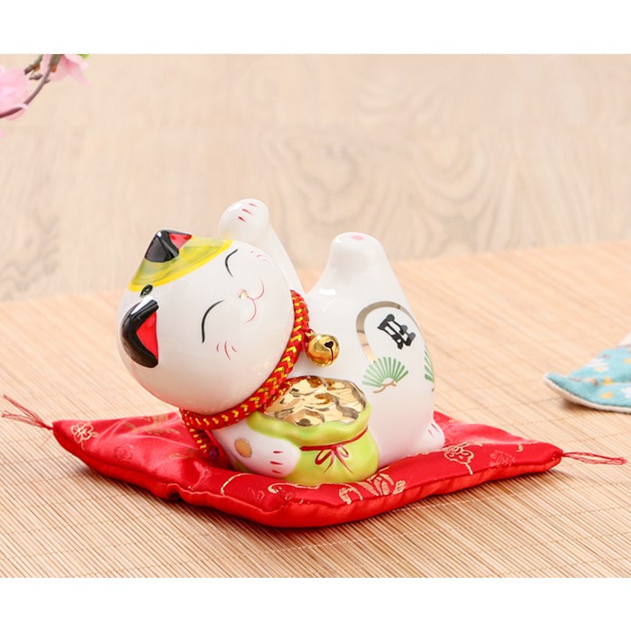 Mèo thần tài cao 11cm Kim phúc lâm môn, tượng mèo chiêu tài gốm sứ | BigBuy360 - bigbuy360.vn