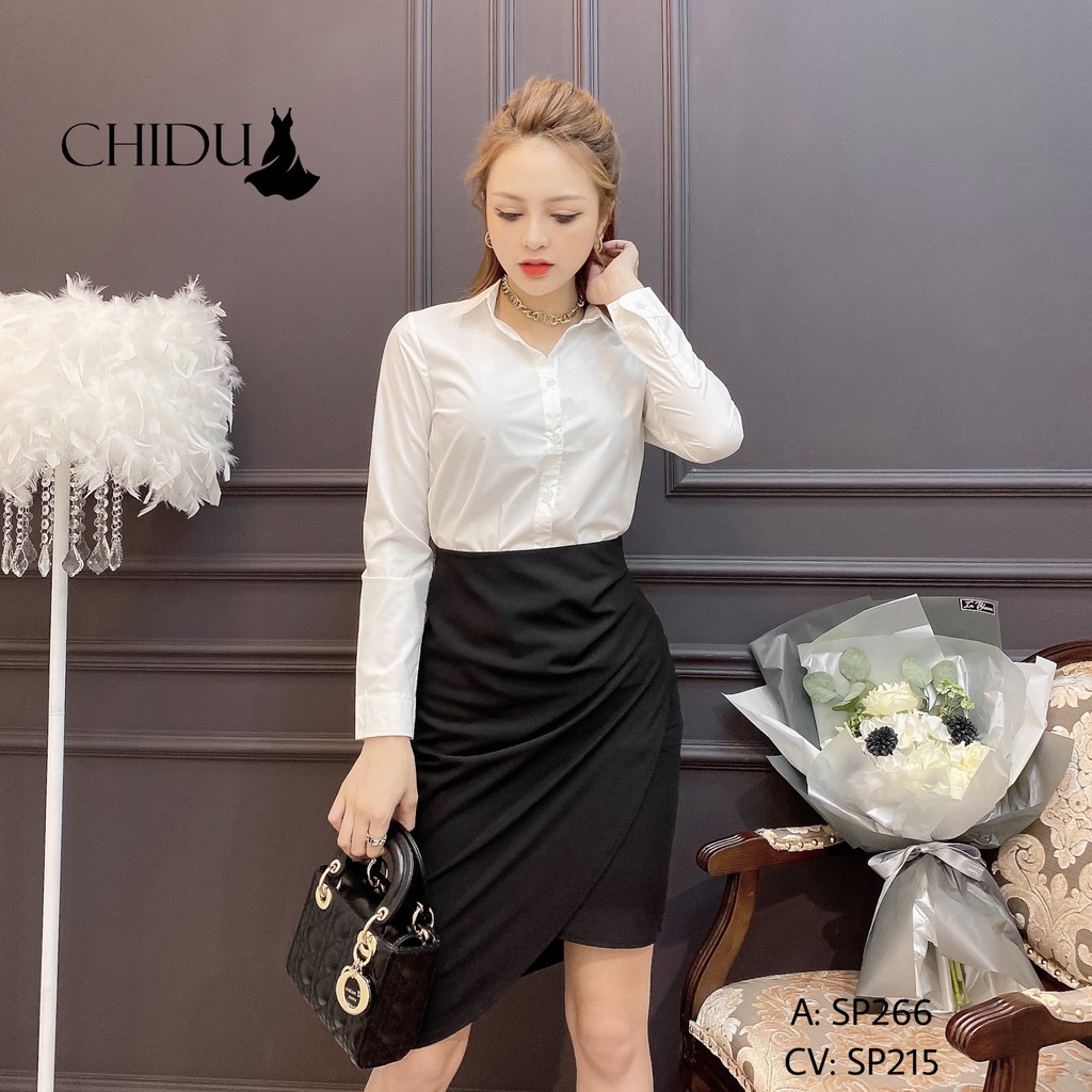 CHIDU Áo sơ mi trắng dài tay, áo sơ mi công sở nữ thanh lịch SP266 | BigBuy360 - bigbuy360.vn