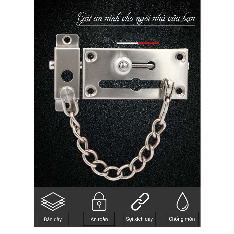 Chốt Cửa Chống Trộm KUNBE An Toàn Dạng Trượt Có Dây Xích Chắc Chắn Bảo Vệ Tốt Ngôi Nhà Của Bạn