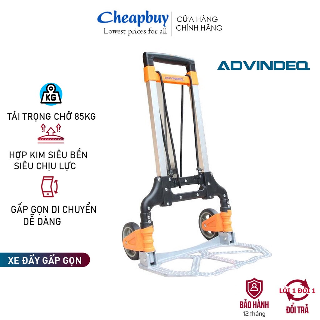 Xe đẩy hàng gấp gọn 2 bánh chở 80kg nhập khẩu ADVINDEQ TL-80C, Chính hãng bảo  hành 1 năm