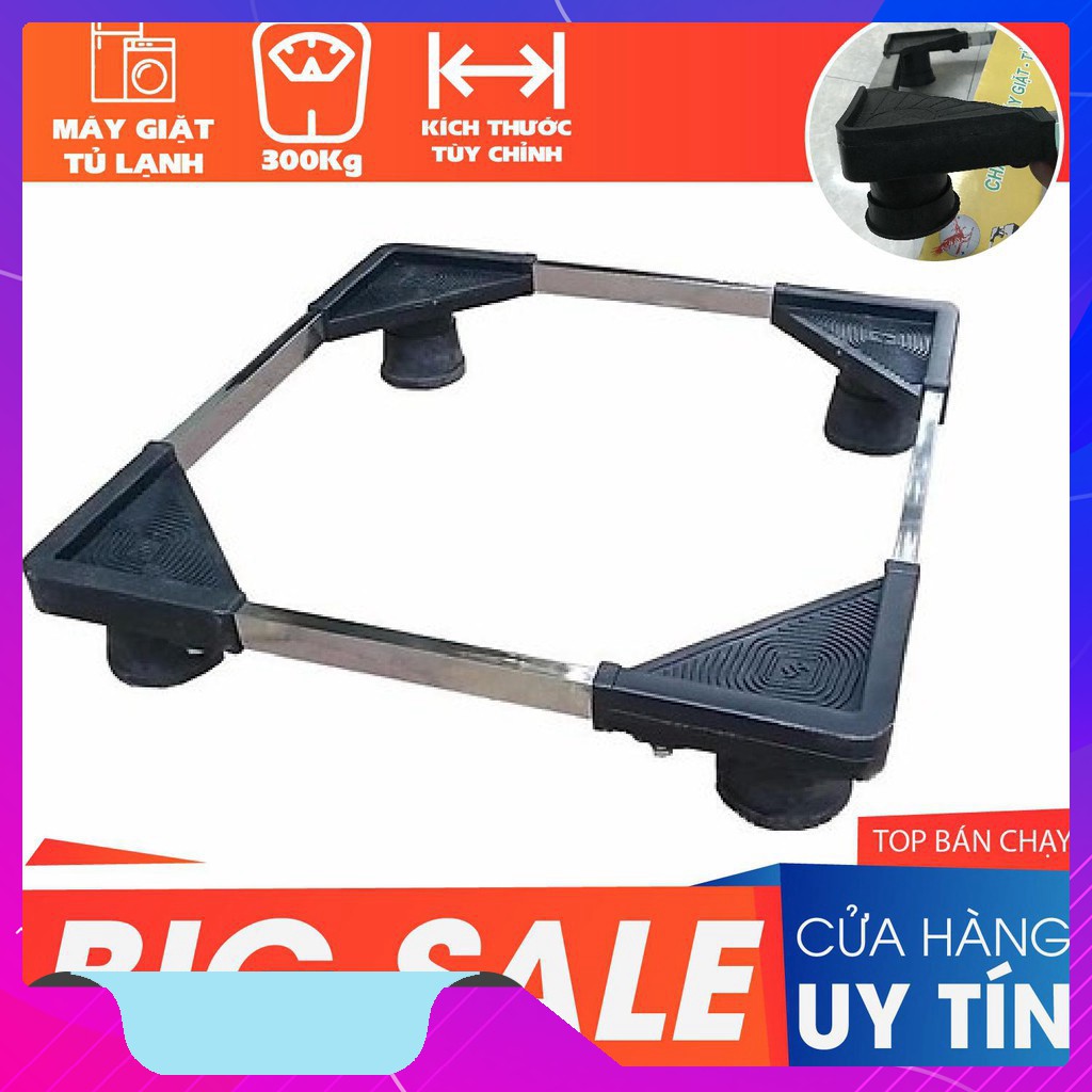 Kệ Để Chân Máy Lọc Nước Inox Đa Năng Cao Cấp QP - Điều Chỉnh Theo Kích Thước Trụ Inox, Đế Cao Su