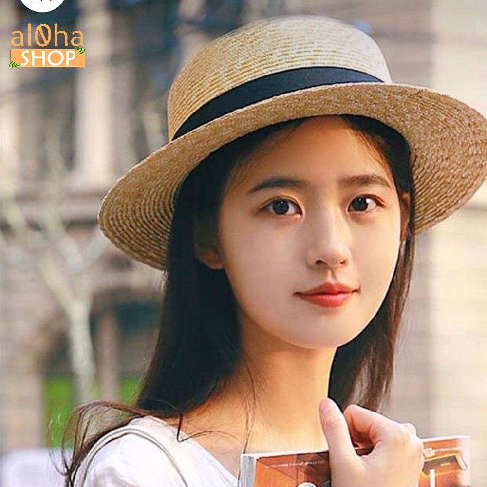 Mũ cói mềm thắt nơ dài - nón cói vành rộng chống nắng, đi biển phong cách - al0ha Shop