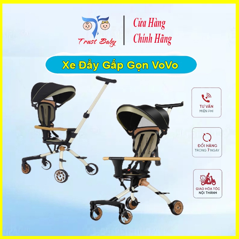 Xe Đẩy VoVo Gấp Gọn Đảo Chiều Siêu Tiện Lợi Cho Bé - Hàng Chính Hãng (BẢO HÀNH 12 THÁNG)