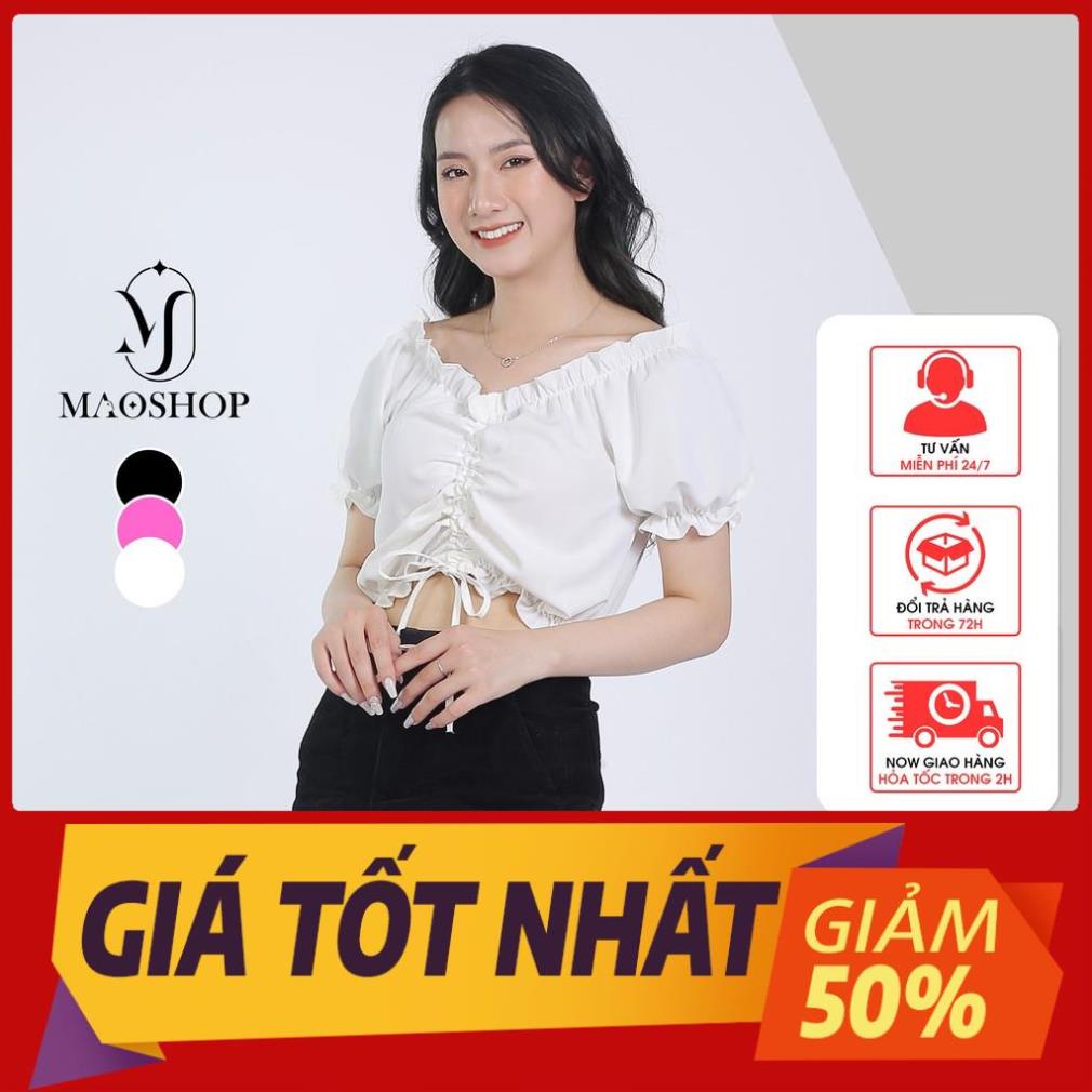 Áo trễ vai croptop rút ngực ulzzang phong cách Hàn Quốc, Áo hở vai rúm ngực ulzzang C48 - Maoshop *21