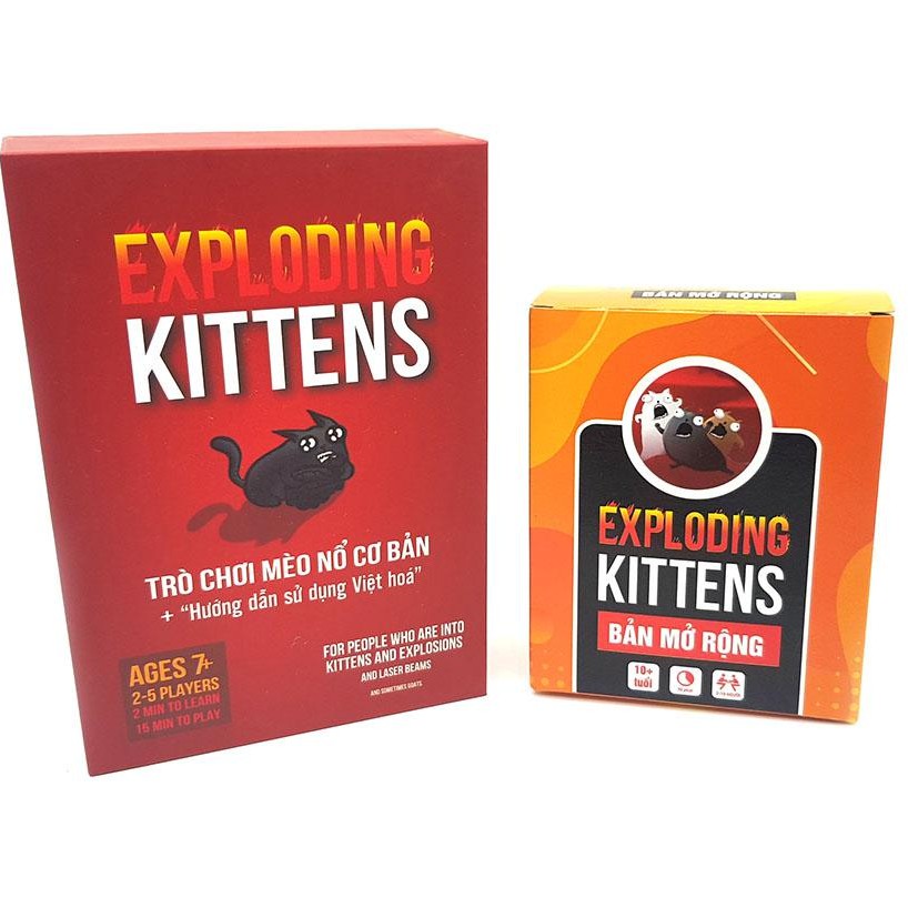 Bài Combo mèo nổ Exploding kittens + 4 Bản Mèo Mở rộng + 2 Xấp bọc bài