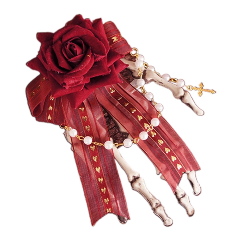 Kẹp Tóc Ruy Băng Đính Hạt Ngọc Trai Nhân Tạo Cho Bé