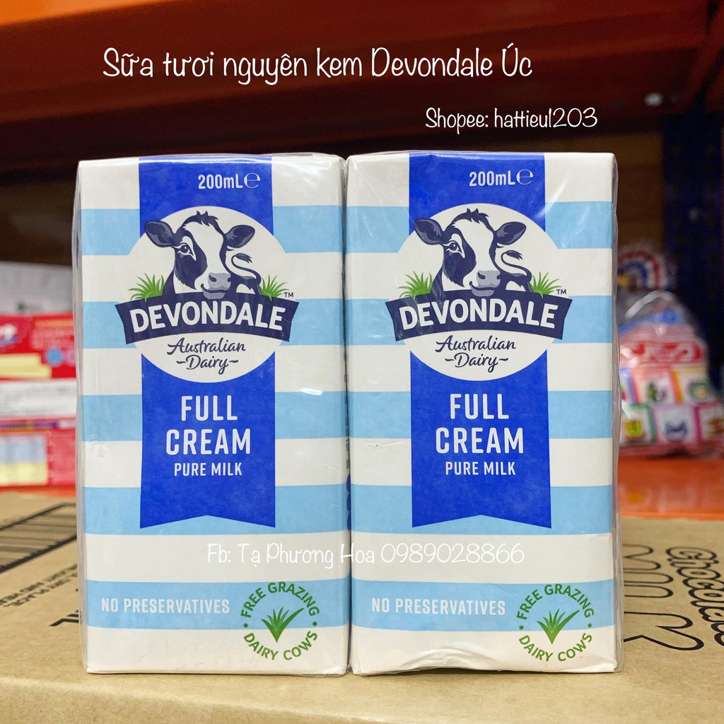 Sữa tươi Devondale nguyên kem hộp 200ml